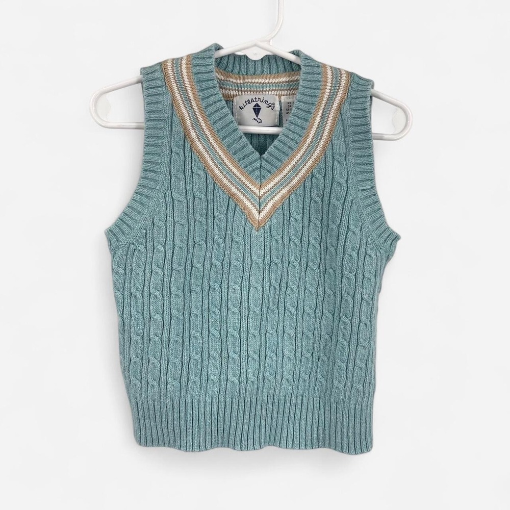 Vintage Kitestrings Boy's Knit Sweater Vest 3T V Neck Preppy Heritage Cable Knit